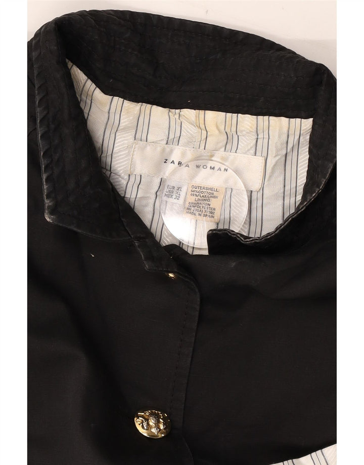 Jachetă Bomber pentru femei Zara UK 18 XL, negru, bumbac