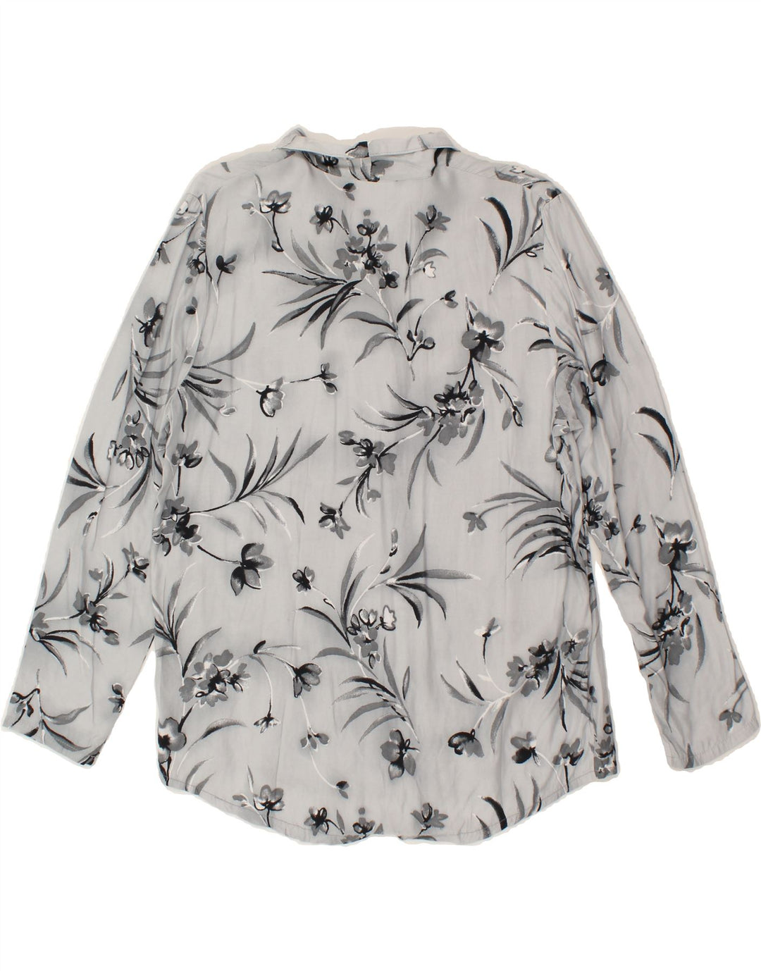 VINTAGE Womens Shirt Blouse EU 38 Medium Grey Floral Viscose Vintage Vintage and Second-Hand Vintage from Messina Hembry 