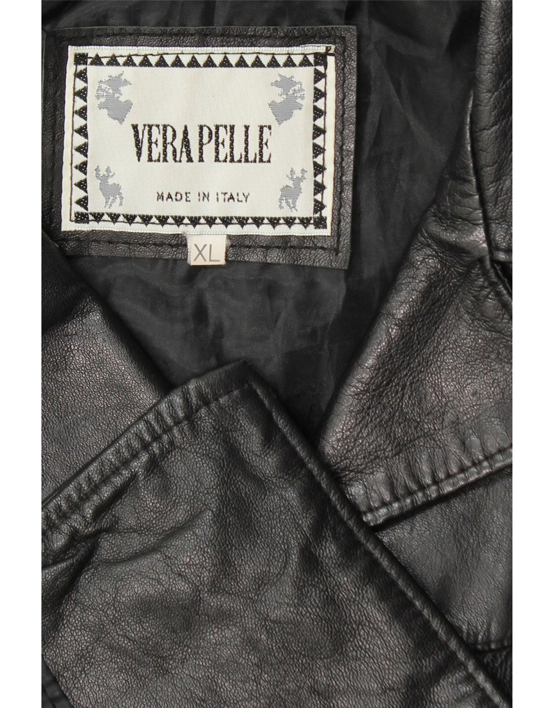 Jachetă vintage din piele cu 3 nasturi pentru femei UK 18 XL, piele neagră