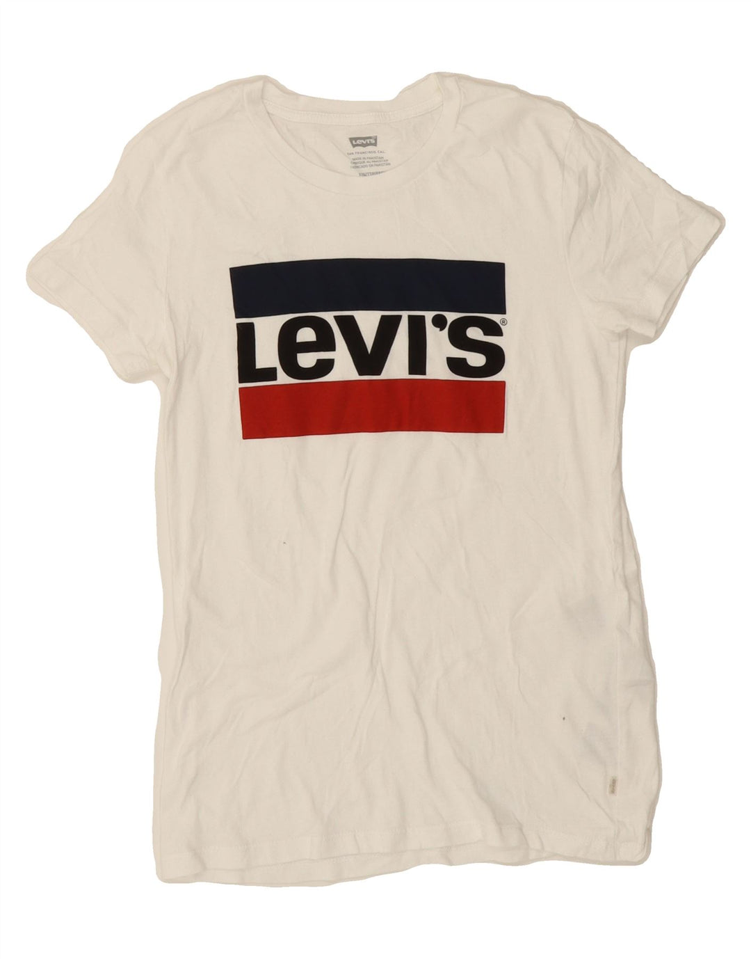 LEVI'S Womens Graphic T-Shirt Top UK 2 2XS White Vintage Levi's and Second-Hand Levi's from Messina Hembry 