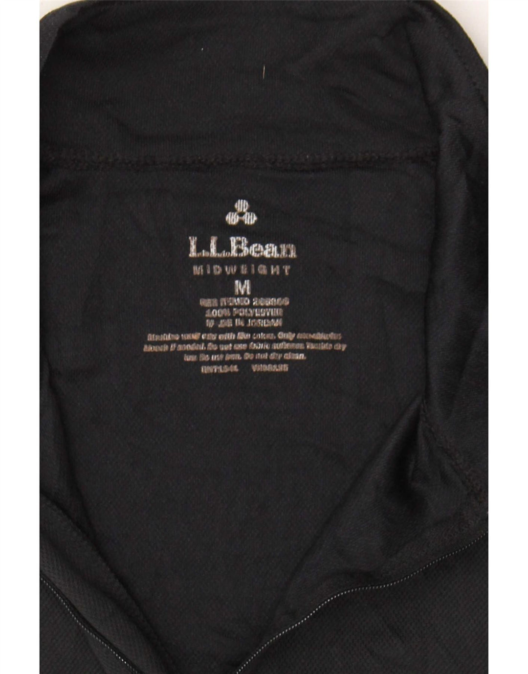 L.L.Bean Top cu fermoar pentru bărbați, cu mânecă lungă, poliester negru mediu