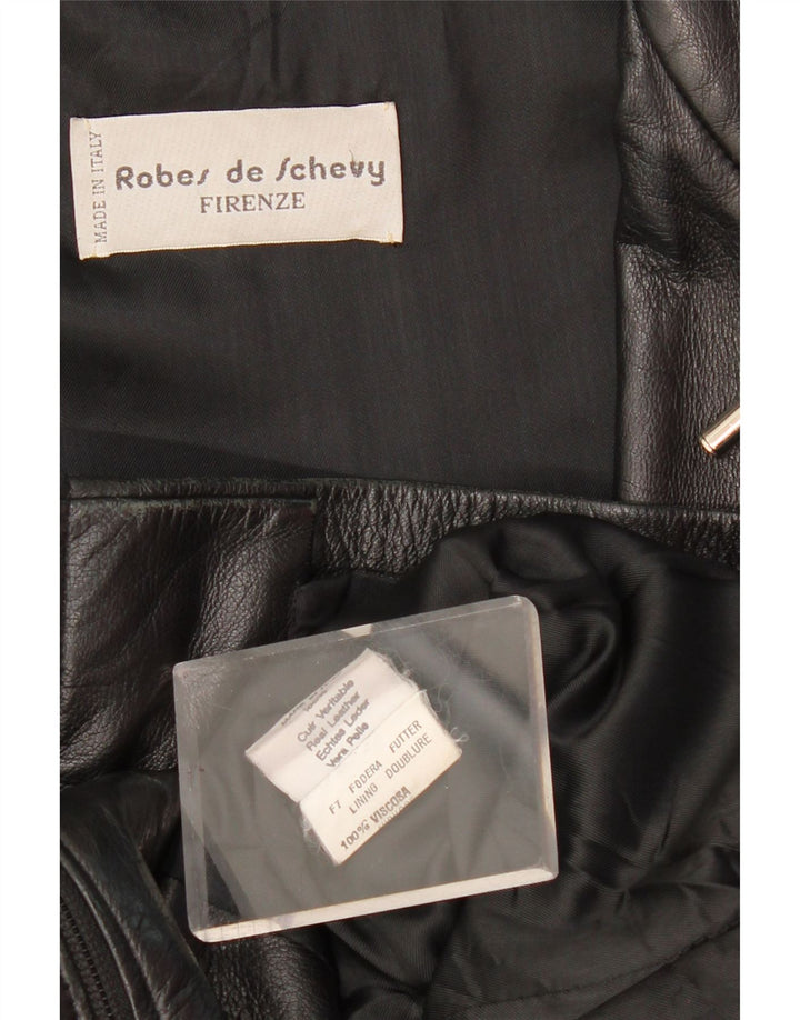 Palton din piele vintage pentru femei UK 12 Piele neagră medie