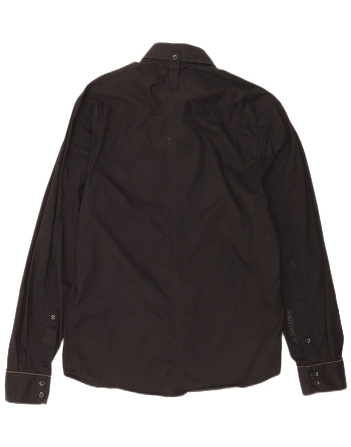 Cămașă Jack & Jones pentru bărbați, bumbac mediu negru