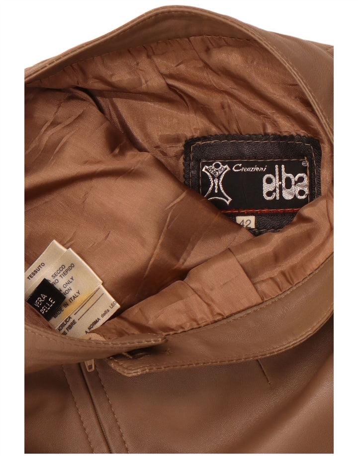 Fusta din piele pentru femei VINTAGE cu talie înaltă IT 42 Medium W26 Piele maro