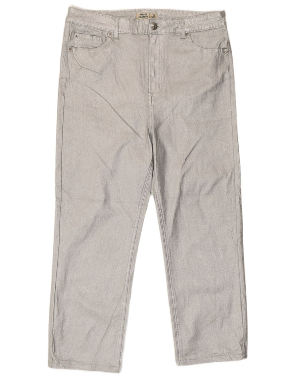 Pantaloni tăiați pentru femei Marks & Spencer UK 16 Large W34 L24 Silver