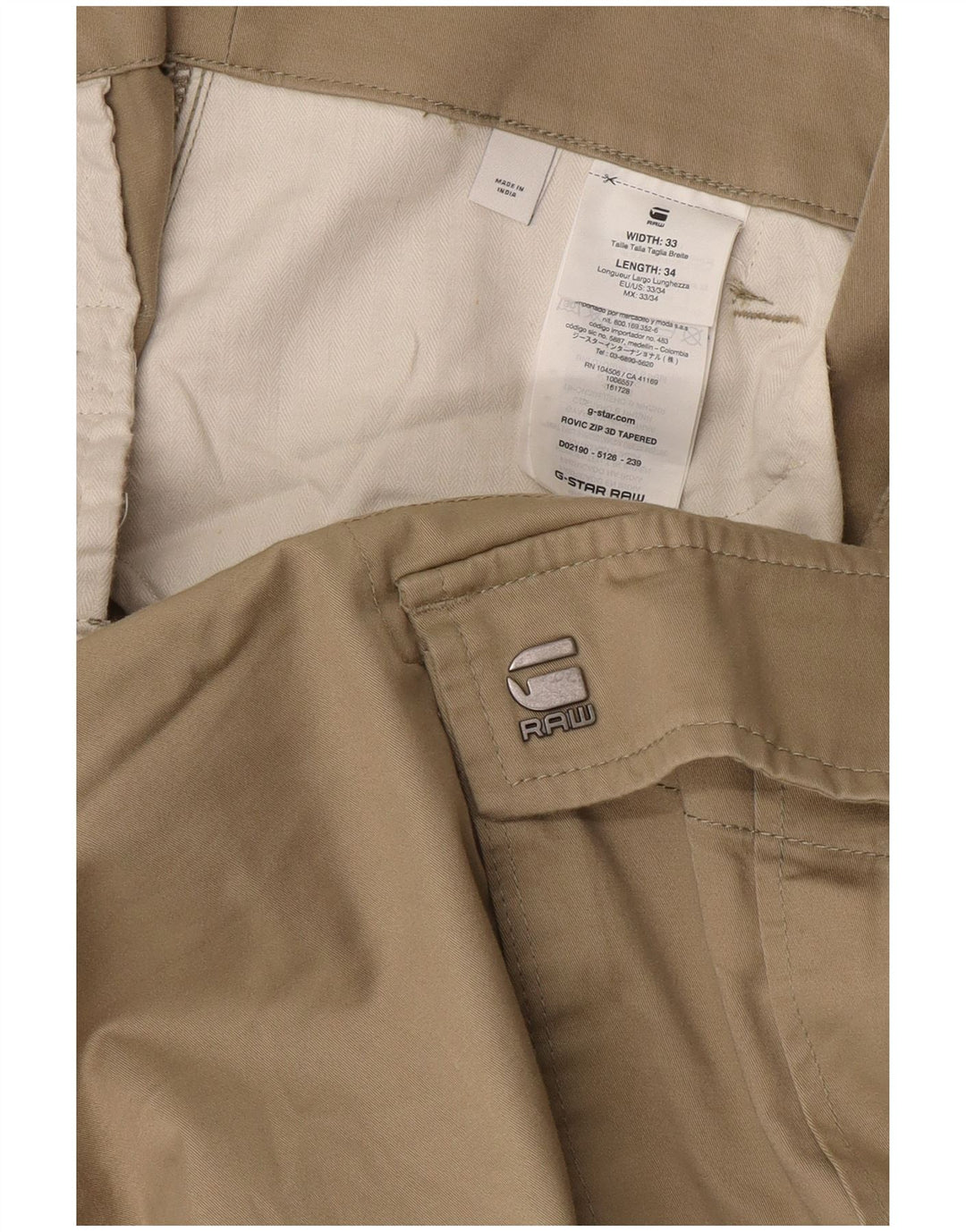 Pantaloni cargo pentru bărbați G-Star Tailored Fit L33 L34 bumbac bej