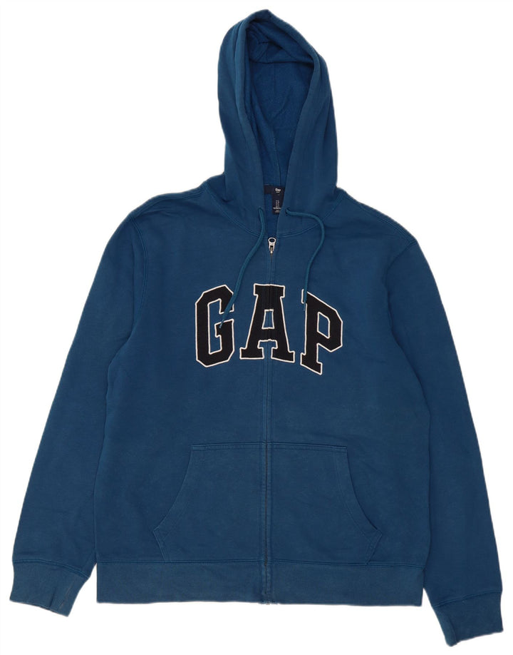 Gap Pulover cu capota cu fermoar grafic pentru bărbați, mare, albastru, bumbac