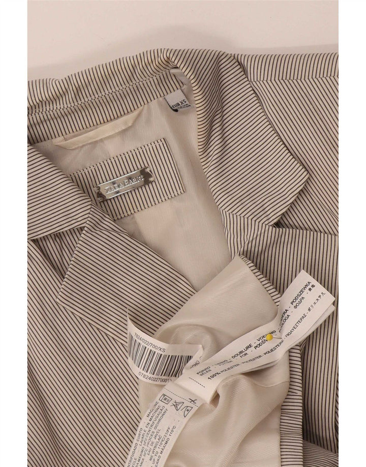 Jachetă Blazer pentru femei Zara cu 1 nasture UK 4 XS Poliester alb cu dungi