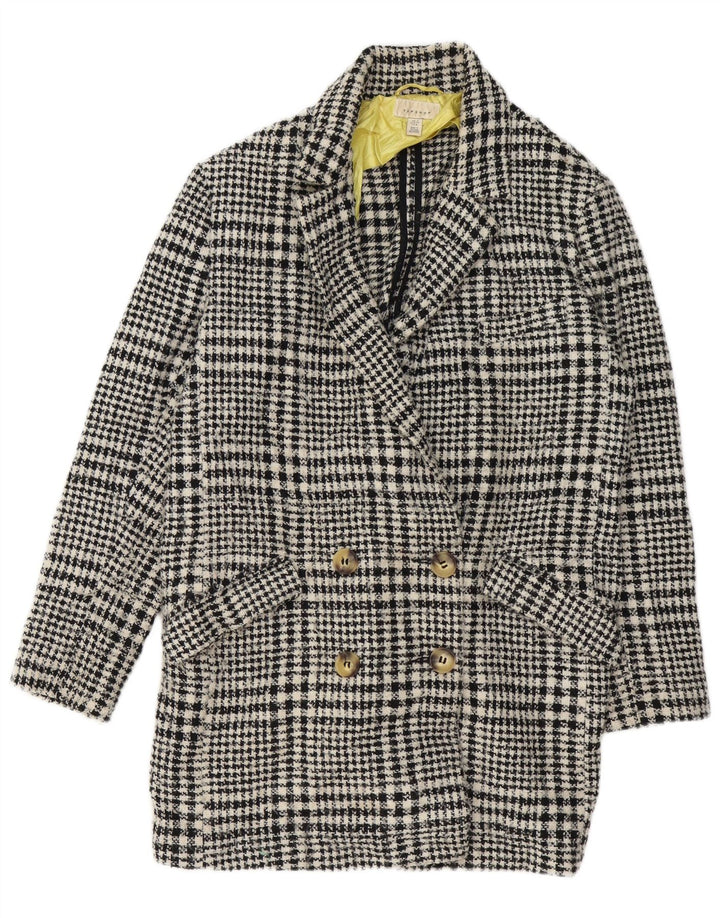 Palton dublu pentru femei Topshop UK 12 Medium Black Houndstooth