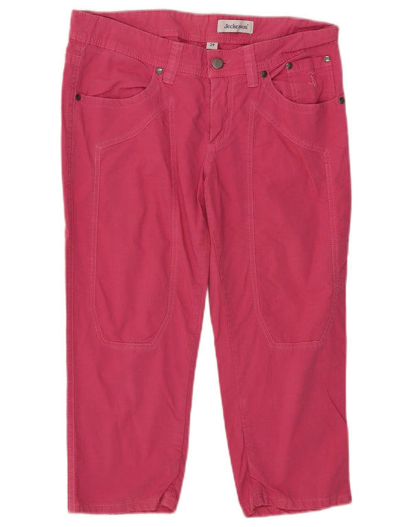 Pantaloni capri drepti pentru femei Jeckerson W29 L19 bumbac roz