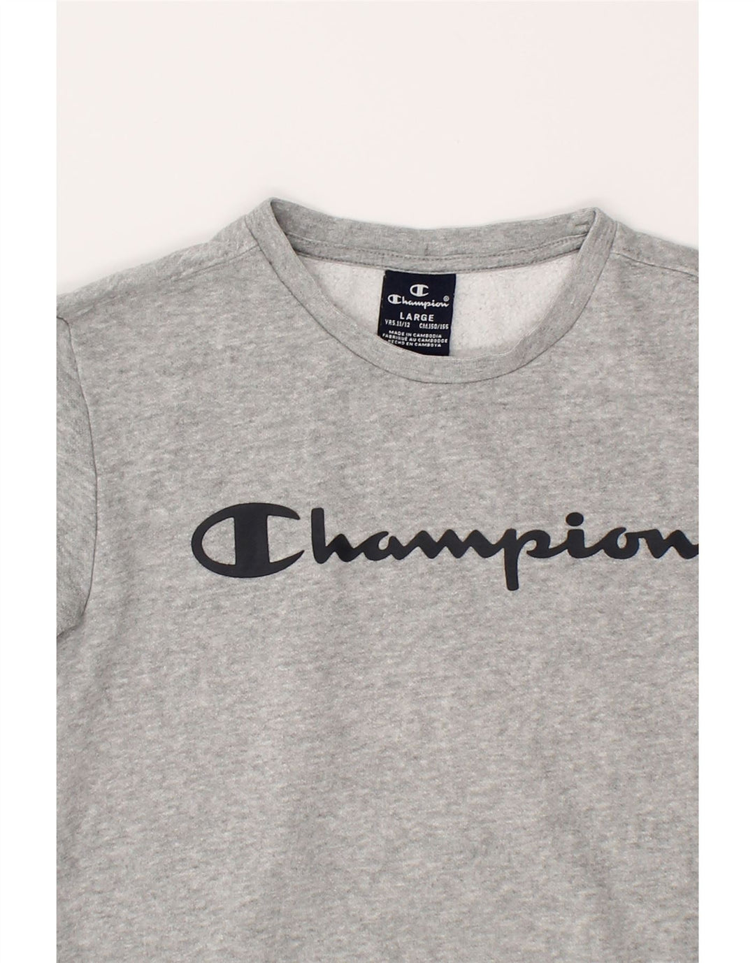 CHAMPION Boys Graphic Sweatshirt Jumper 11-12 Years Grey Cotton Vintage Champion and Second-Hand Champion from Messina Hembry 