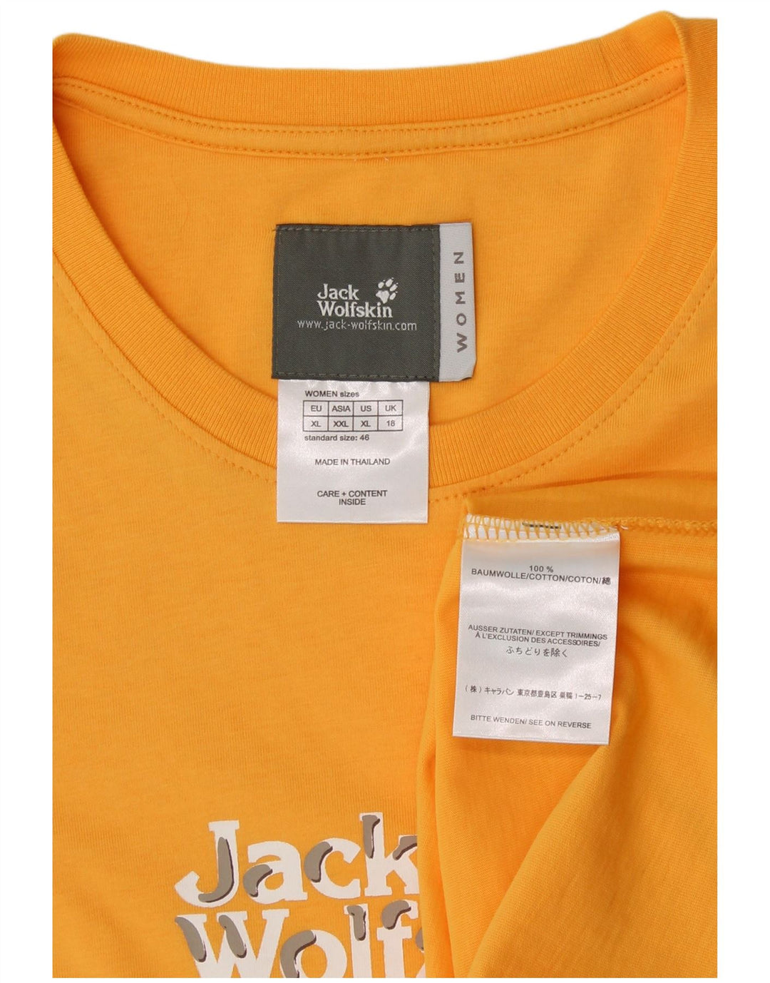 JACK WOLFSKIN Tricou cu grafic pentru femei Top UK 18 XL Bumbac galben
