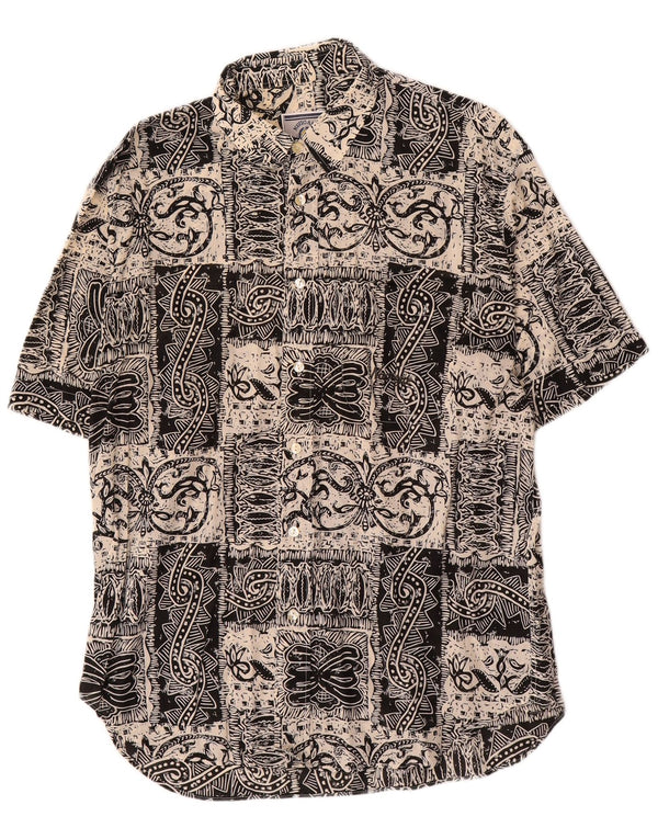 Navigare Mens Short Sleeve Shirt XL Grey Paisley Cotton