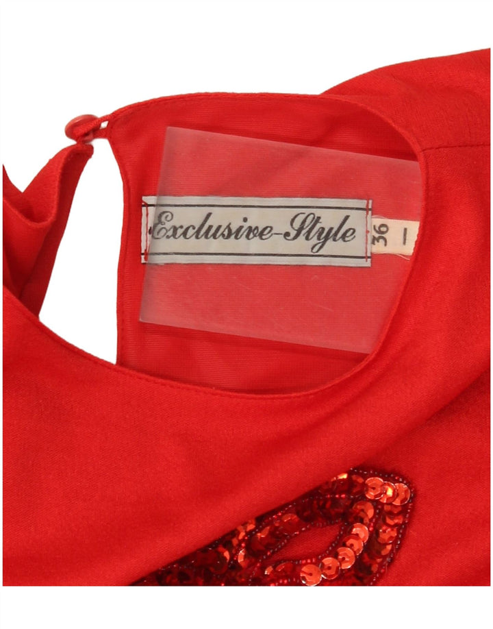 Rochie maxi cu mânecă lungă, exclusivă, pentru femei, EU 36, roșu mic