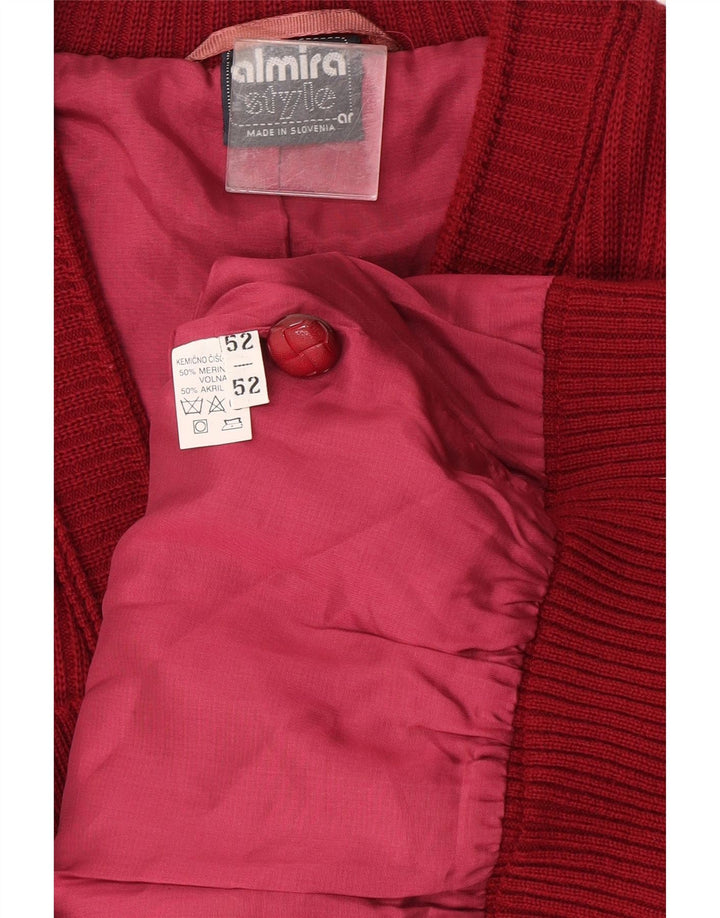 Pulover cardigan Almira pentru bărbați IT 52 Lână merinos roșie mare