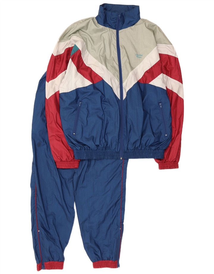 Trening vintage supradimensionat pentru bărbați, mediu, bleumarin, bloc de culoare