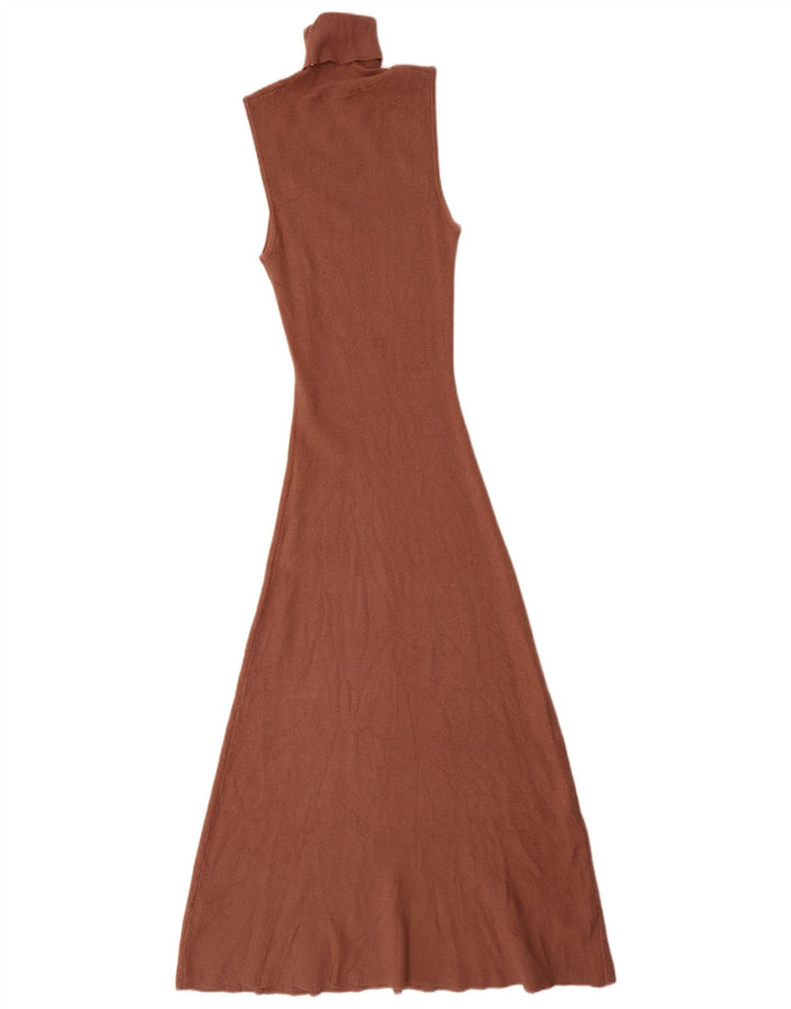 Rochie Maxi fără mâneci pentru femei Zara UK 12 Medium Brown Viscose