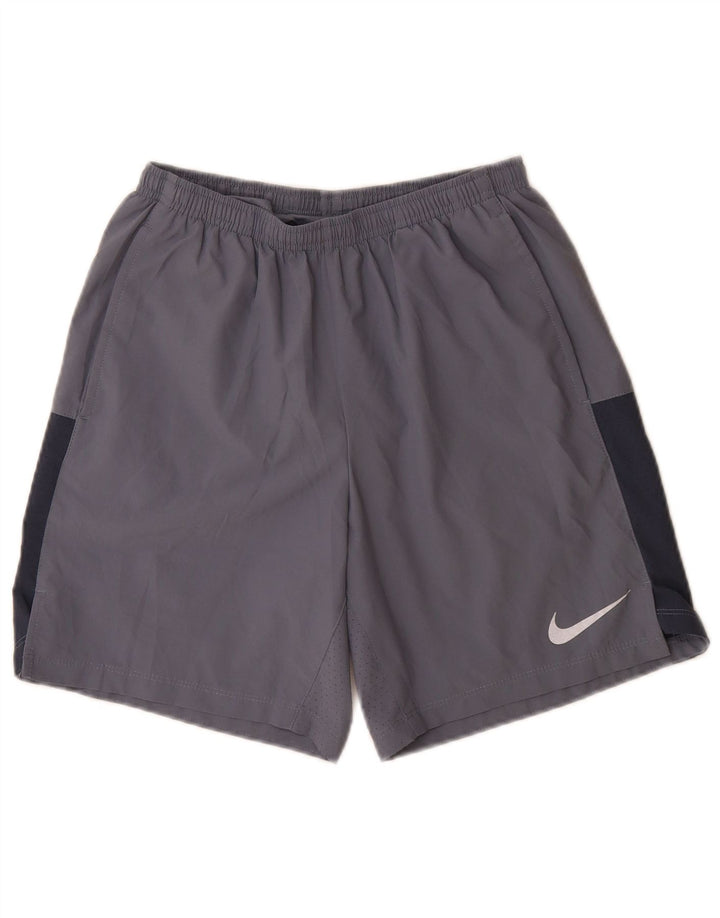 Pantaloni scurți sport Nike Dri Fit pentru bărbați, gri mici, poliester color bloc