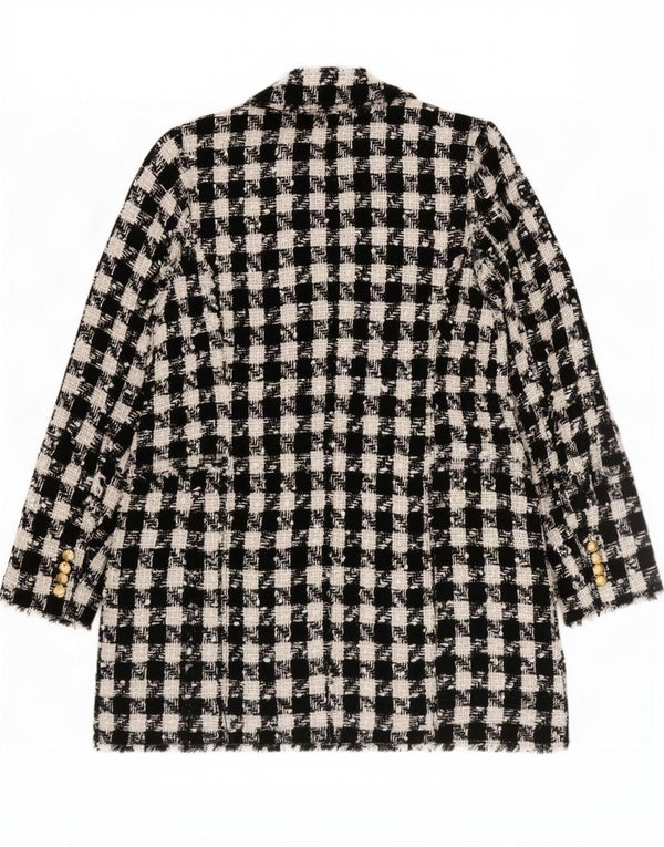 Palton dublu pentru femei Zara Marea Britanie 18 XL, poliester cu picior de gală negru