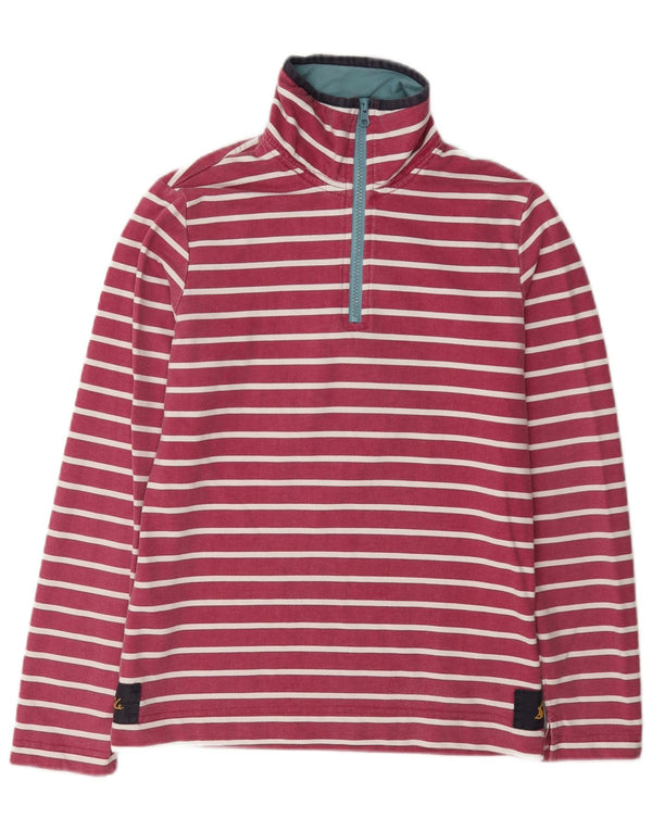 Pulover pentru damă Joules, cu fermoar, cu gât, UK 8, bumbac cu dungi roz, mic