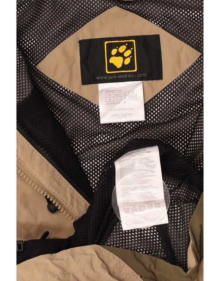 Jack Wolfskin Jachetă de ploaie cu glugă pentru femei UK 12/14 Medium Bej Colorblock