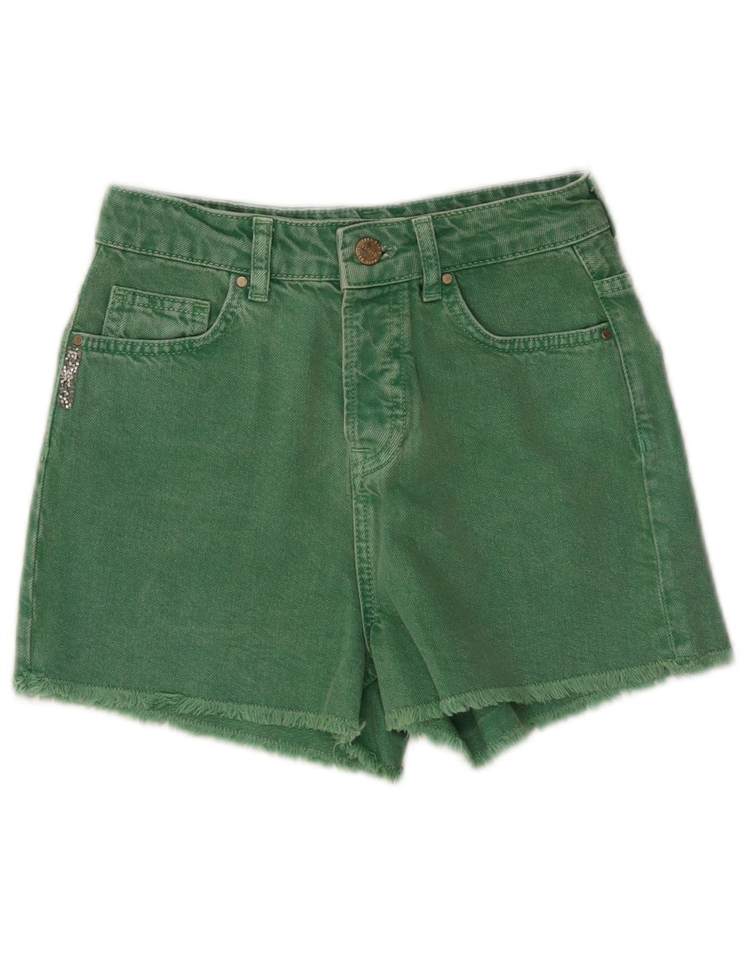 Pantaloni scurți din denim pentru femei Zara EU 34 2XS W24 Bumbac verde