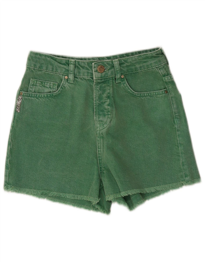 Pantaloni scurți din denim pentru femei Zara EU 34 2XS W24 Bumbac verde