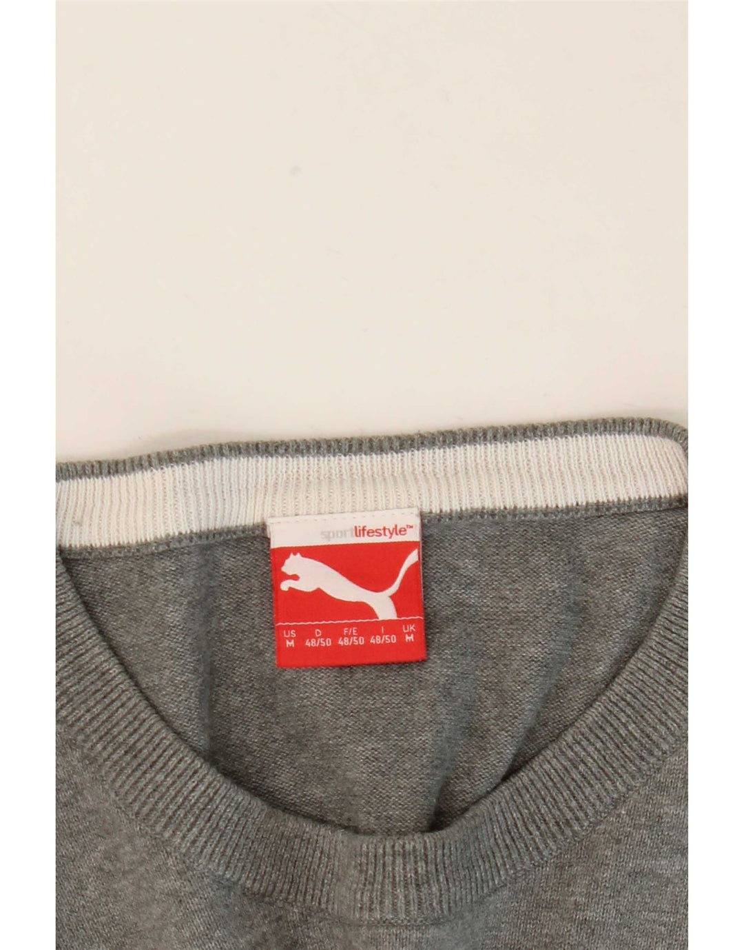 Pulover Puma Crew Neck Jumper pentru bărbați, gri mediu cu dungi