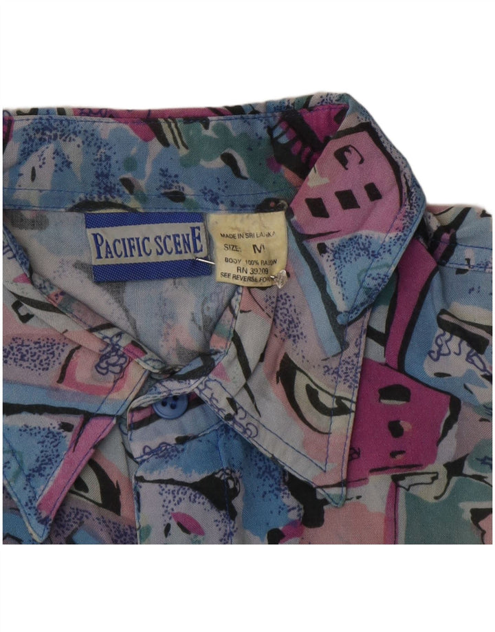 Cămașă cu mânecă scurtă pentru bărbați vintage cu model abstract, raion mediu multicolor