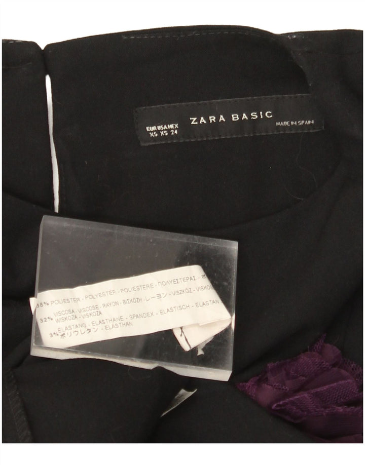 Rochie pentru femei ZARA, fără mâneci, UK 4 XS, poliester floral negru