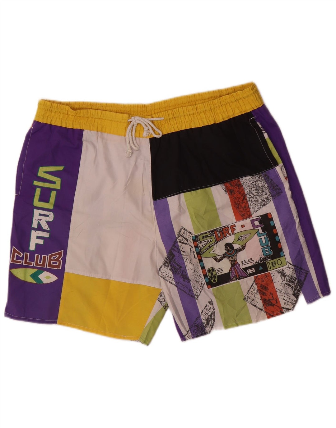 Pantaloni scurți de înot vintage pentru bărbați cu grafică XL, multicolor, poliester color bloc
