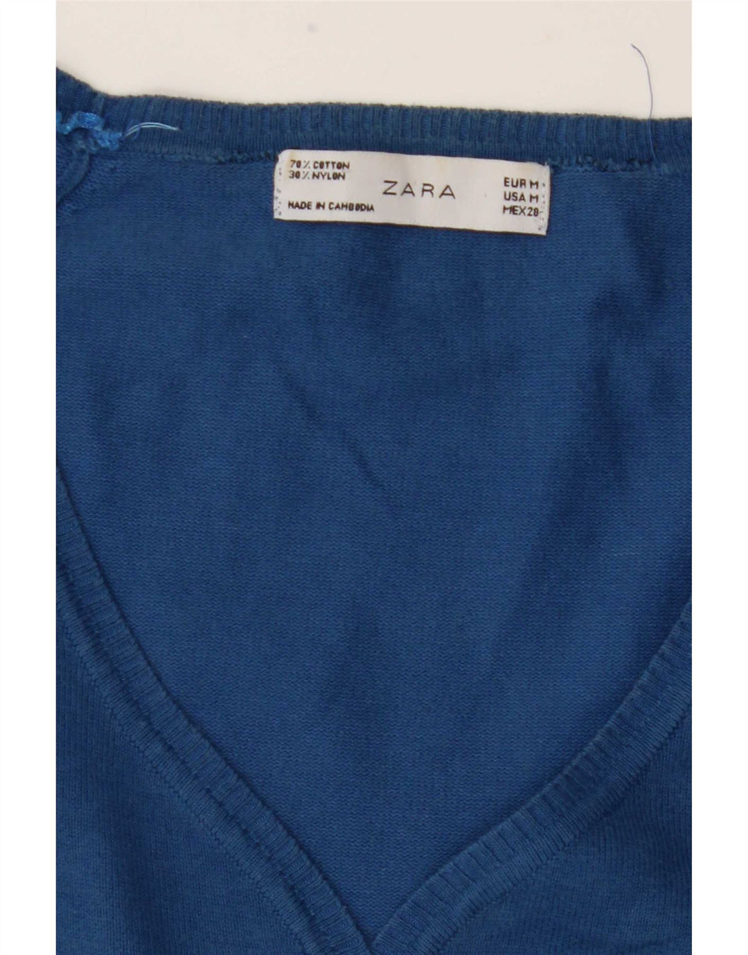 Pulover cardigan pentru femei Zara UK 12, bumbac albastru mediu