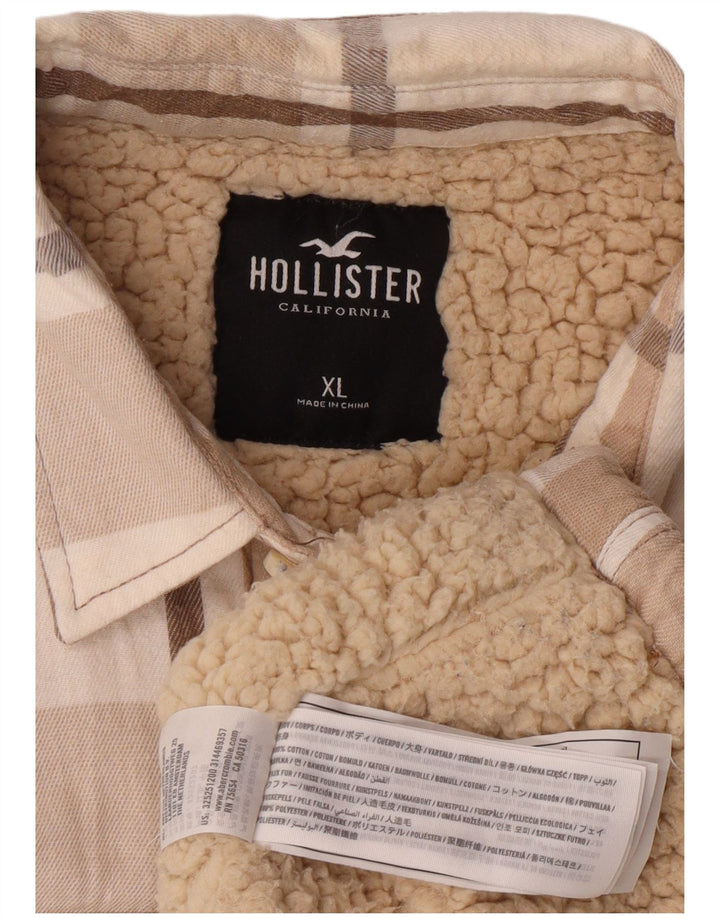 Cămașă pentru bărbați Hollister Lumberjack Flannel XL, bej, cu carouri din bumbac