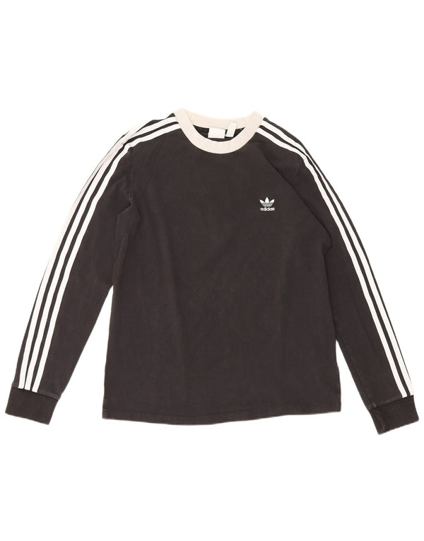 Adidas pentru femei Top cu mânecă lungă UK 14 Medium Black Bumbac Sport