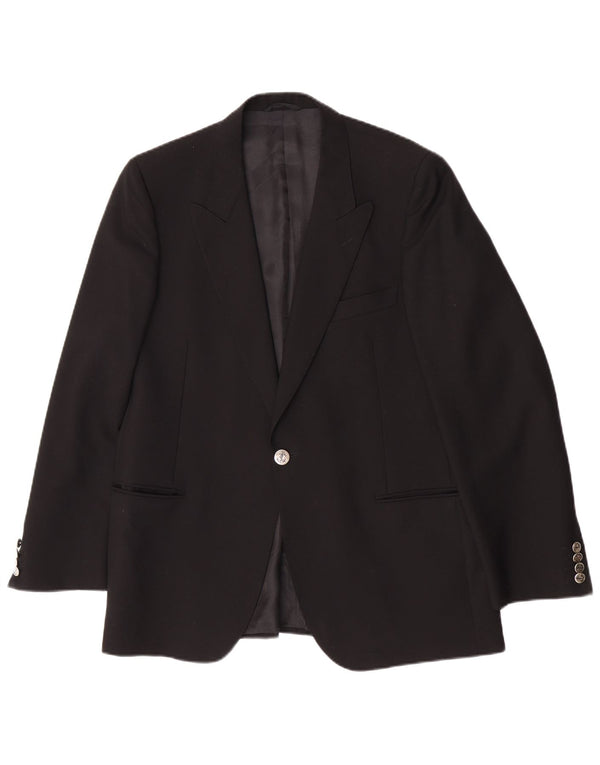 Jachetă San Remo pentru bărbați cu 1 nasture IT 54 2XL, lână virgină neagră, clasică