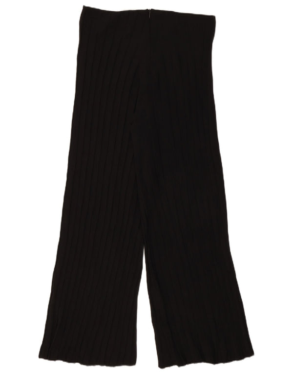 Pantaloni casual pentru femei cu talie înaltă Zara, cu picioare late, mari L30 L29 negru