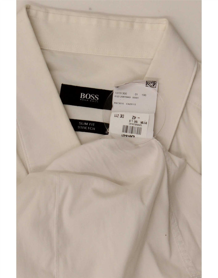Cămașă pentru bărbați Hugo Boss Slim Fit Mărimea 42 Bumbac alb mare