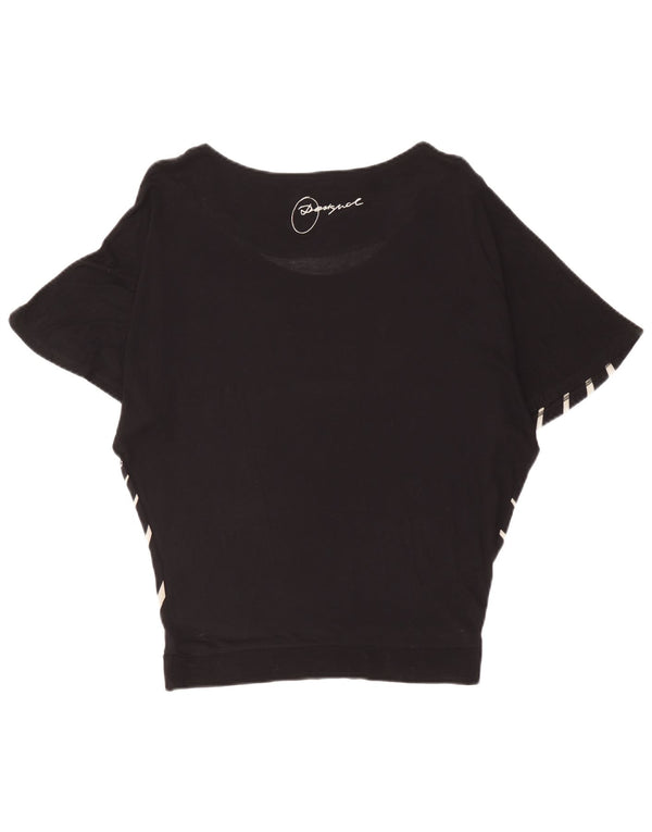 Tricou grafic supradimensionat pentru femei Desigual Top UK 10 Small Black Floral