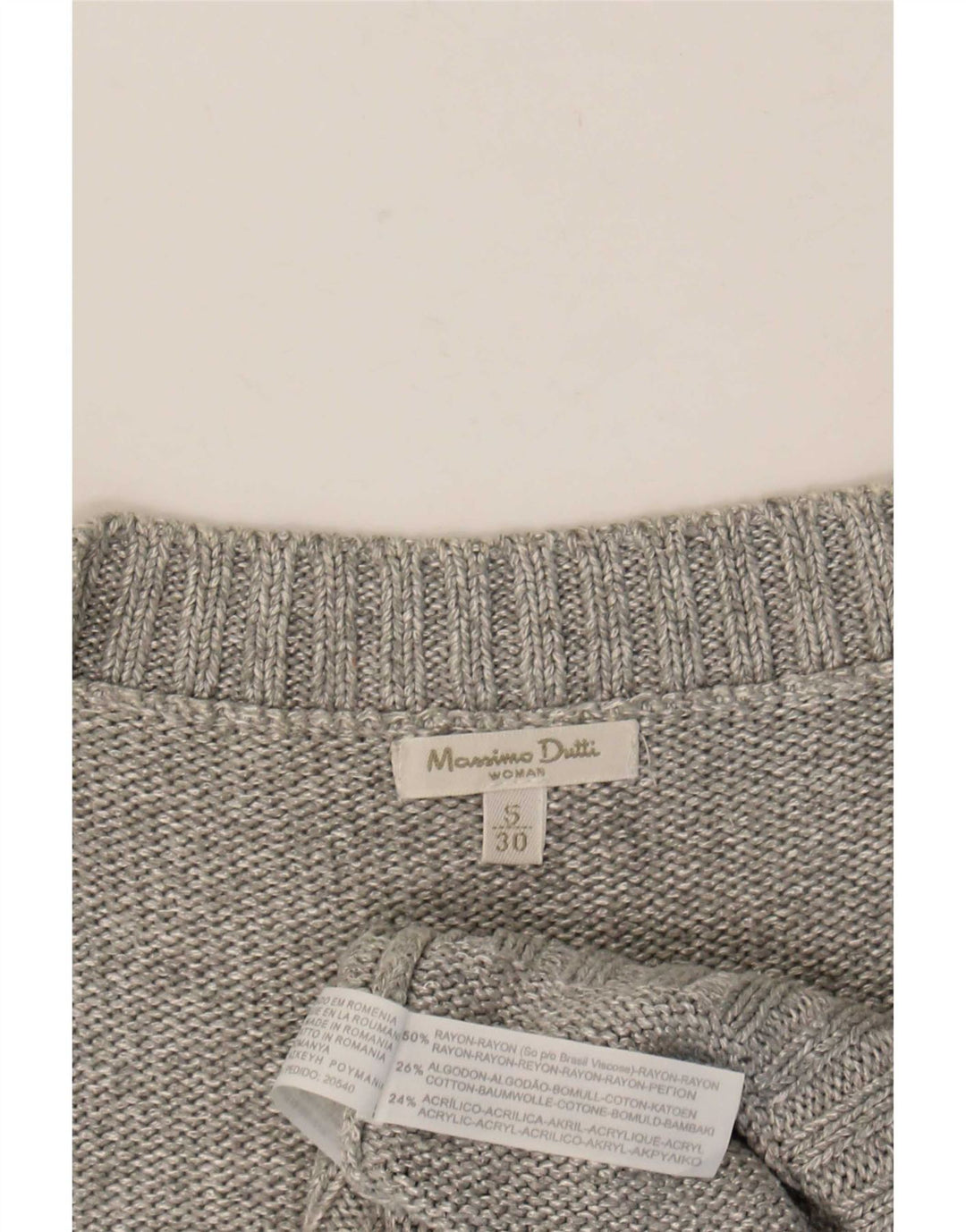 Pulover cu mânecă scurtă cu decolteu în V Massimo Dutti pentru femei UK 10 Mic gri