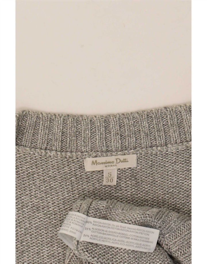 Pulover cu mânecă scurtă cu decolteu în V Massimo Dutti pentru femei UK 10 Mic gri