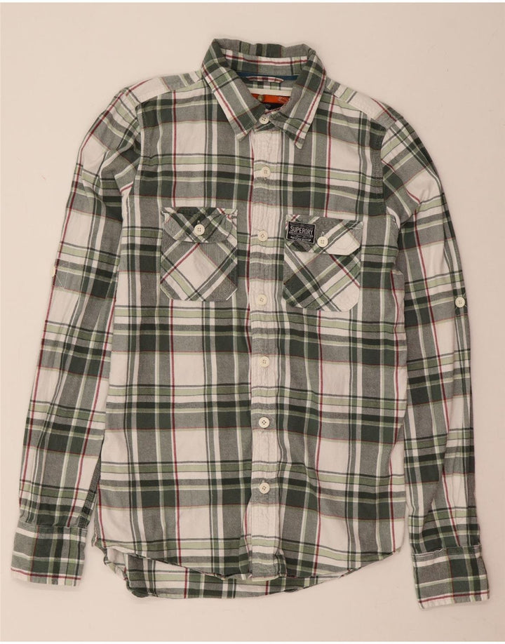 Cămașă de flanel pentru bărbați Superdry, bumbac carouri verde mediu