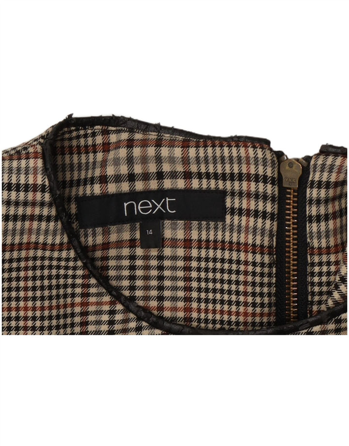 Următorul Rochie A-Line fără mâneci pentru femei UK 14 Medium Gri Houndstooth