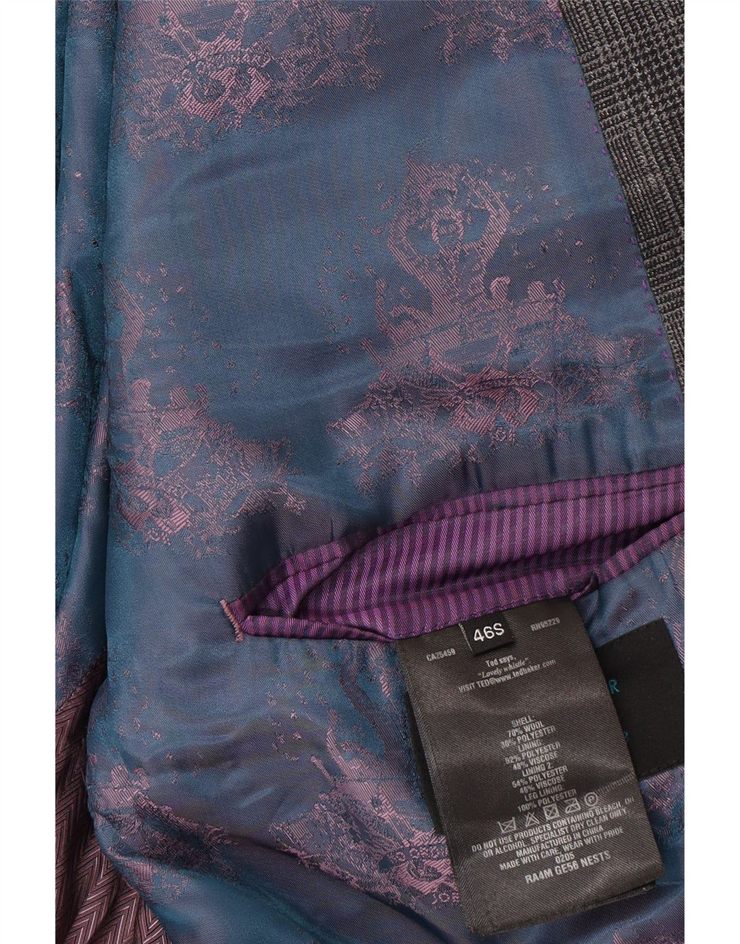 Jachetă pentru bărbați Ted Baker cu 2 nasturi, UK 46 3XL, lână cu carouri gri