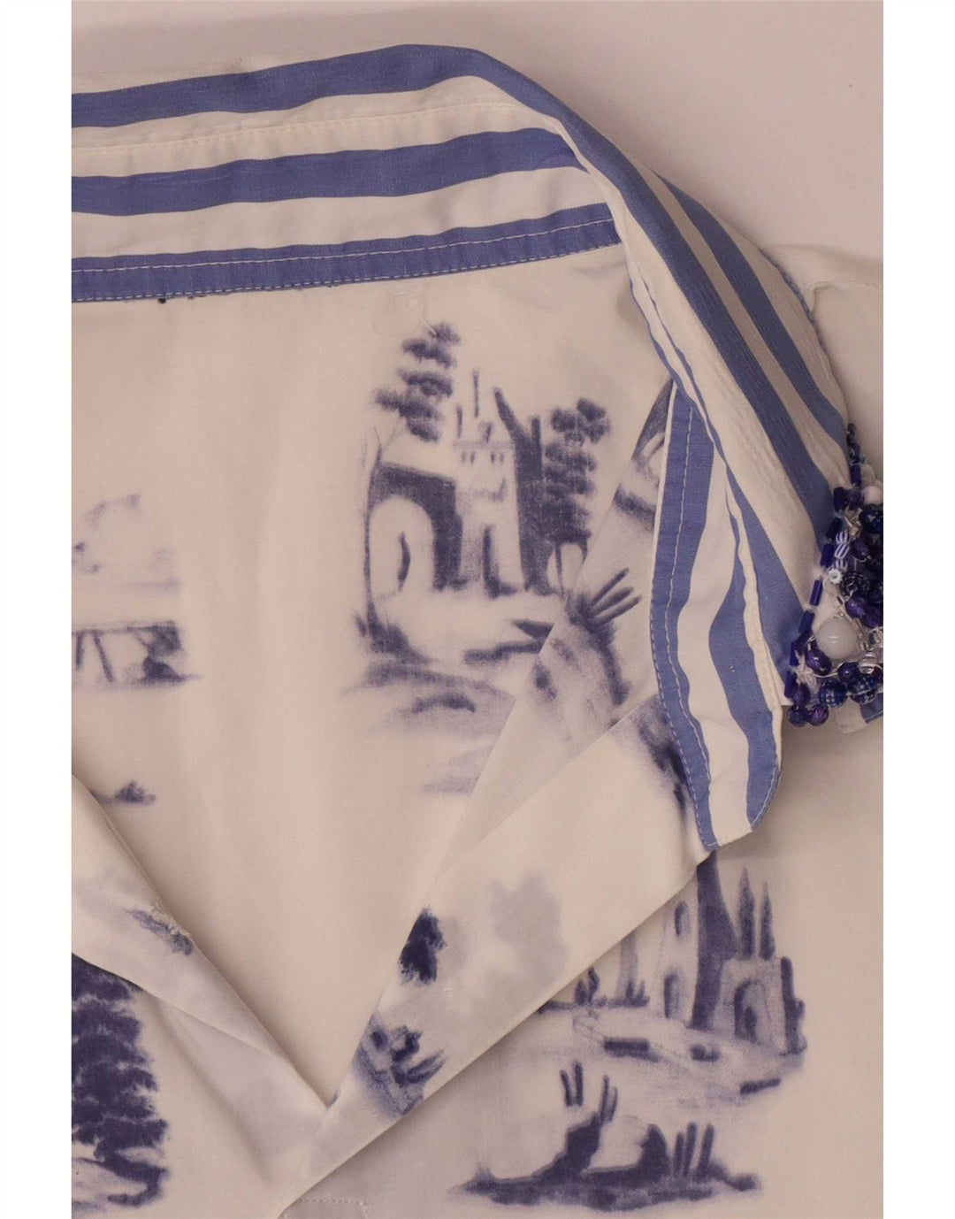 Bluză vintage cu model abstract pentru femei UK 16 Large White