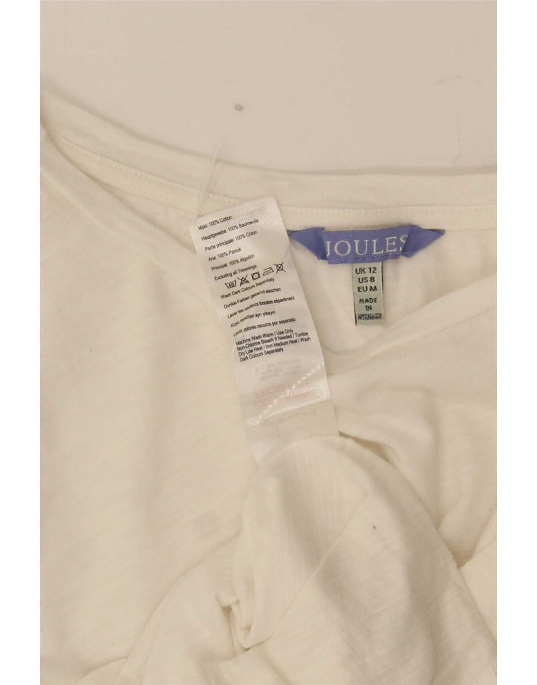 Joules Tricou pentru femei Top UK 12 Medium White Bumbac
