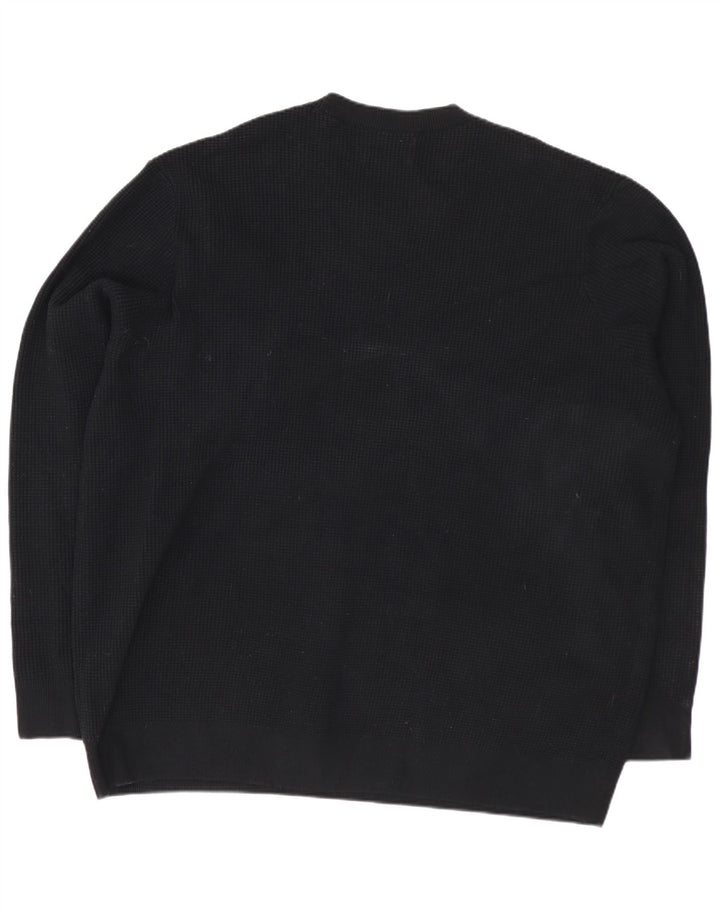 Pulover pentru bărbați Marks & Spencer cu gât crew, bumbac negru 3XL