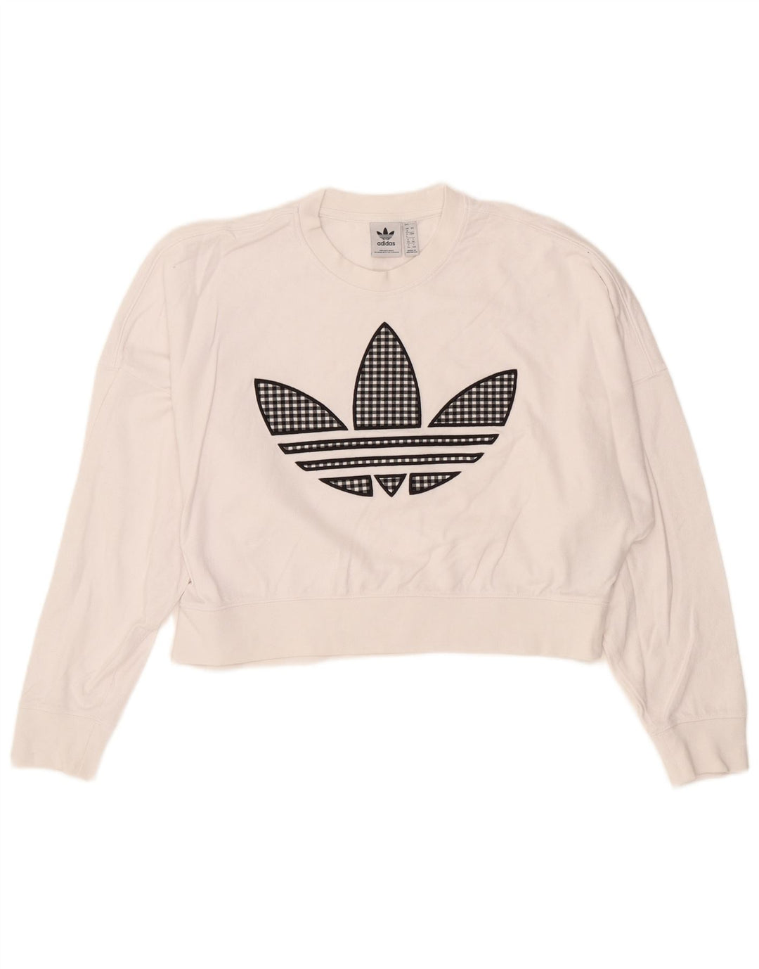 Pulover de hanorac oversized crop grafic ADIDAS UK 8 mic alb