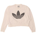 Pulover de hanorac oversized crop grafic ADIDAS UK 8 mic alb