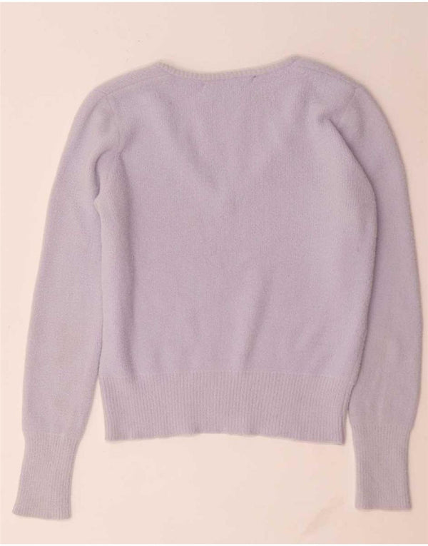 Pulover cu decolteu în V pentru femei Zara UK 10 Nailon violet mic