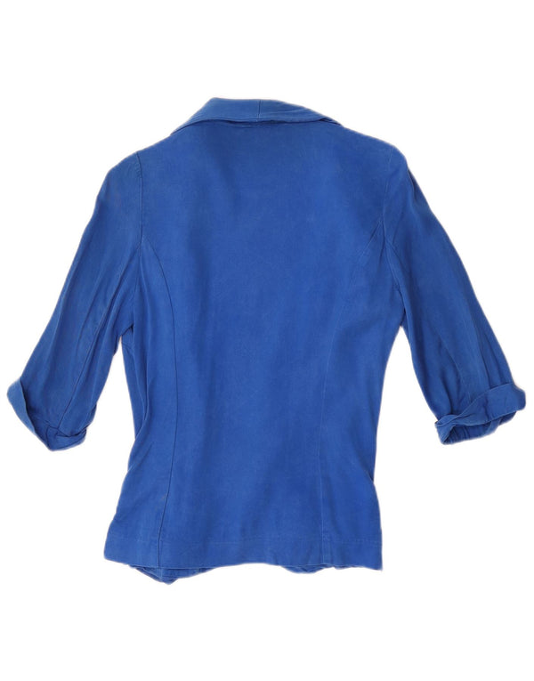 Warehouse Jachetă cu mâneci 3/4 deschise pentru femei UK 8 Small Blue Lyocell
